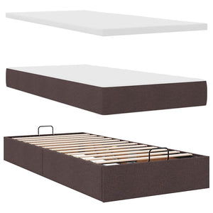 vidaXL Ottoman Bed with Mattress Dark Brown 80x200 cm Fabric
