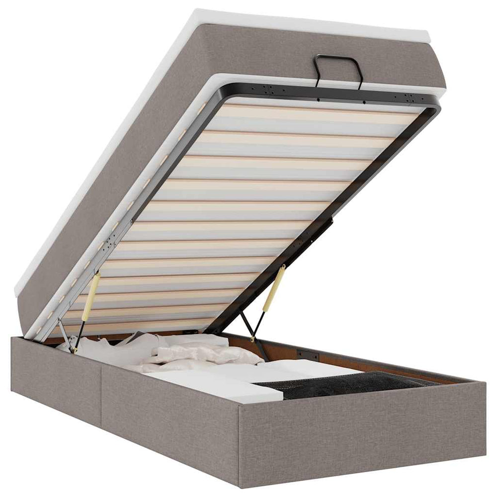vidaXL Ottoman Bed with Mattress Taupe 80x200 cm Fabric