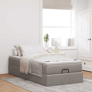 vidaXL Ottoman Bed with Mattress Taupe 80x200 cm Fabric