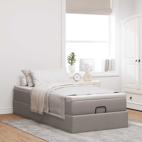 vidaXL Ottoman Bed with Mattress Taupe 80x200 cm Fabric