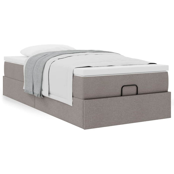 vidaXL Ottoman Bed with Mattress Taupe 80x200 cm Fabric