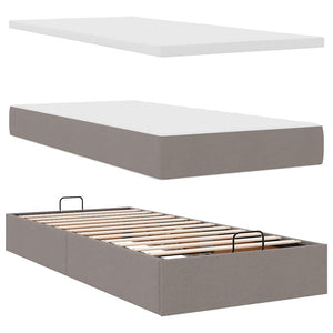 vidaXL Ottoman Bed with Mattress Taupe 80x200 cm Fabric