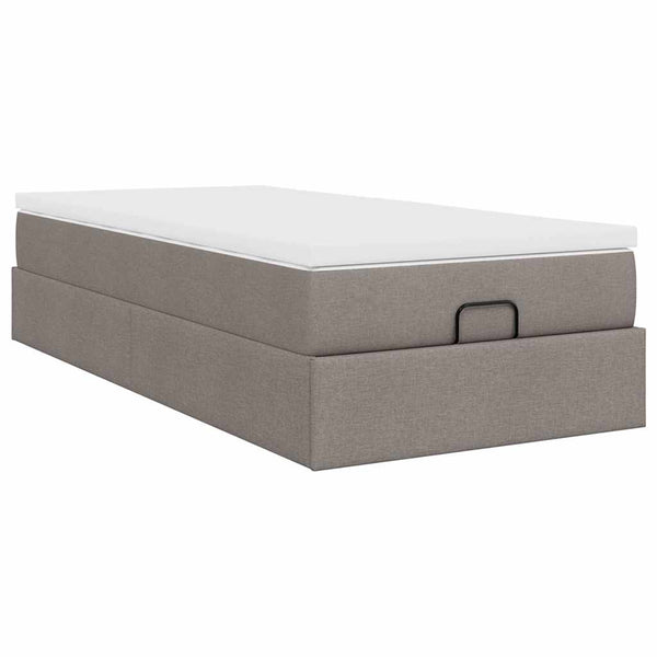 vidaXL Ottoman Bed with Mattress Taupe 80x200 cm Fabric
