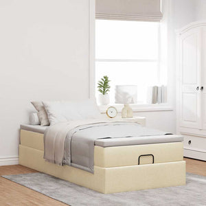 vidaXL Ottoman Bed with Mattress Cream 80x200 cm Fabric