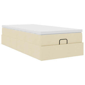 vidaXL Ottoman Bed with Mattress Cream 80x200 cm Fabric