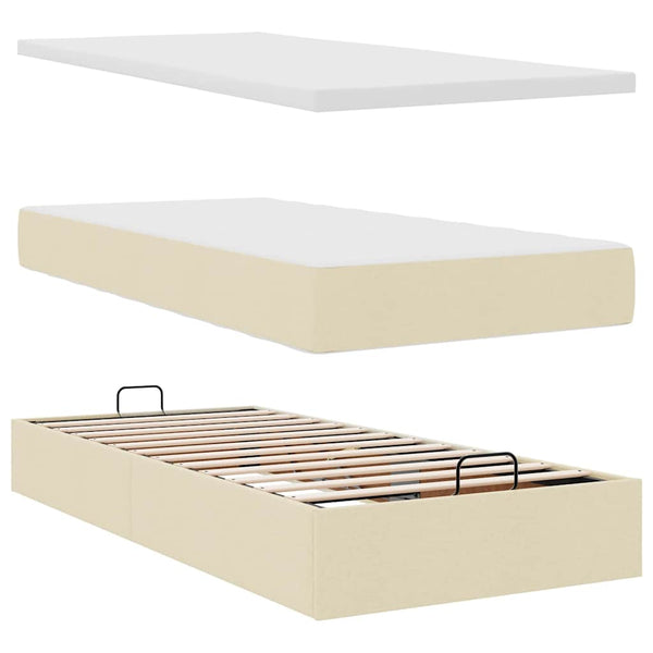 vidaXL Ottoman Bed with Mattress Cream 80x200 cm Fabric