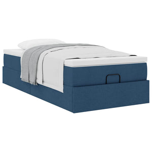 vidaXL Ottoman Bed with Mattress Blue 80x200 cm Fabric