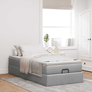 vidaXL Ottoman Bed with Mattress Light Grey 90x190 cm Fabric