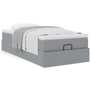 vidaXL Ottoman Bed with Mattress Light Grey 90x190 cm Fabric