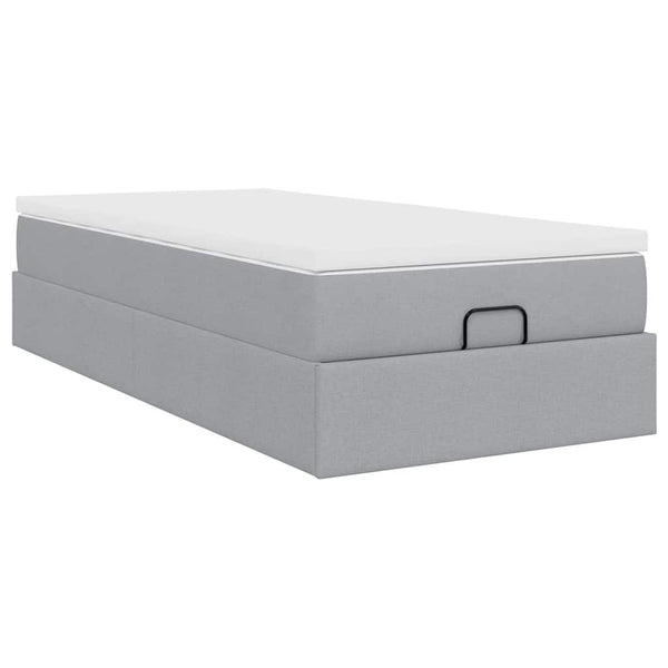 vidaXL Ottoman Bed with Mattress Light Grey 90x190 cm Fabric
