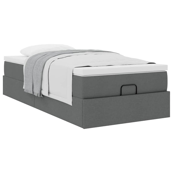 vidaXL Ottoman Bed with Mattress Dark Grey 90x190 cm Fabric