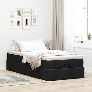 vidaXL Ottoman Bed with Mattress Black 90x190 cm Fabric