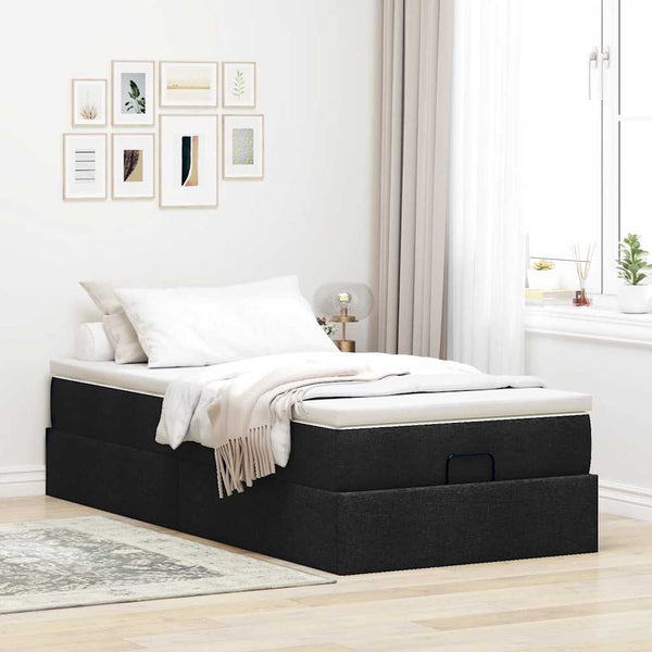 vidaXL Ottoman Bed with Mattress Black 90x190 cm Fabric