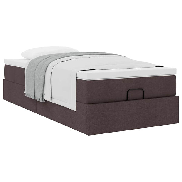 vidaXL Ottoman Bed with Mattress Dark Brown 90x190 cm Fabric