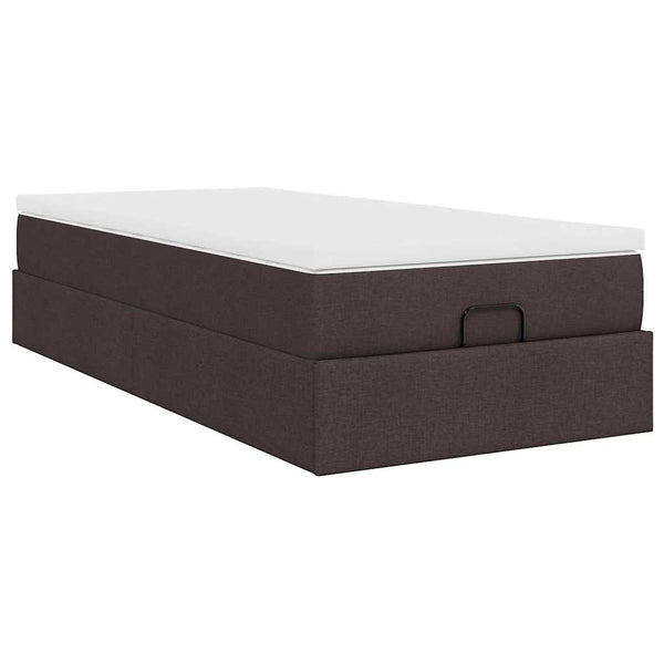 vidaXL Ottoman Bed with Mattress Dark Brown 90x190 cm Fabric