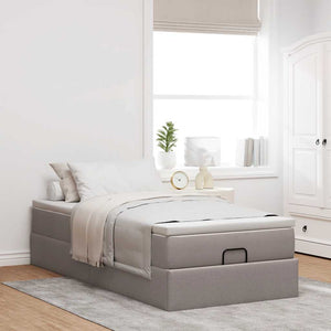 vidaXL Ottoman Bed with Mattress Taupe 90x190 cm Fabric