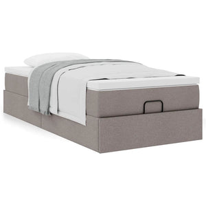 vidaXL Ottoman Bed with Mattress Taupe 90x190 cm Fabric