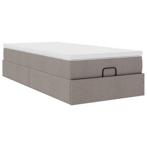 vidaXL Ottoman Bed with Mattress Taupe 90x190 cm Fabric