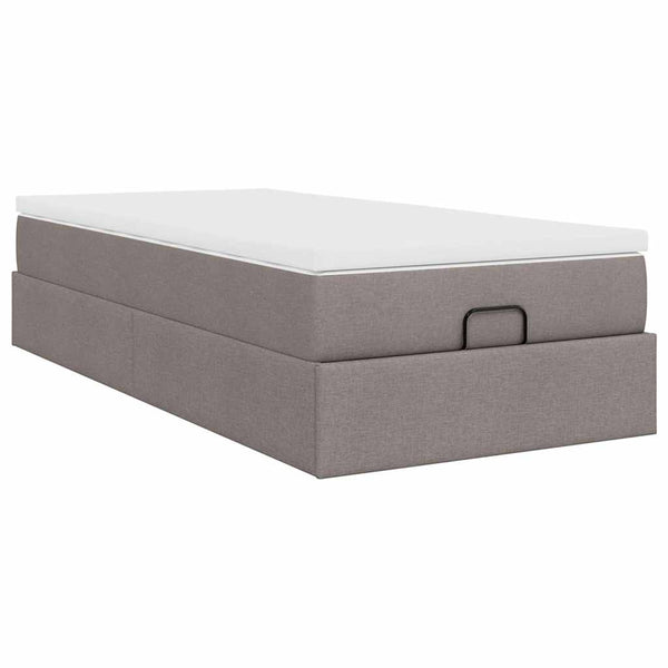 vidaXL Ottoman Bed with Mattress Taupe 90x190 cm Fabric