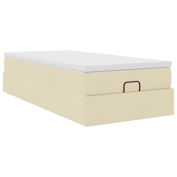 vidaXL Ottoman Bed with Mattress Cream 90x190 cm Fabric