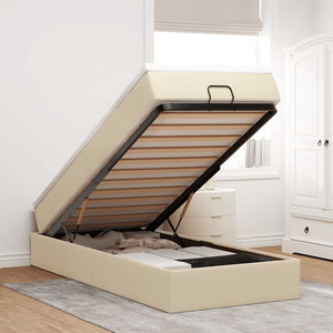 vidaXL Ottoman Bed with Mattress Cream 90x190 cm Fabric
