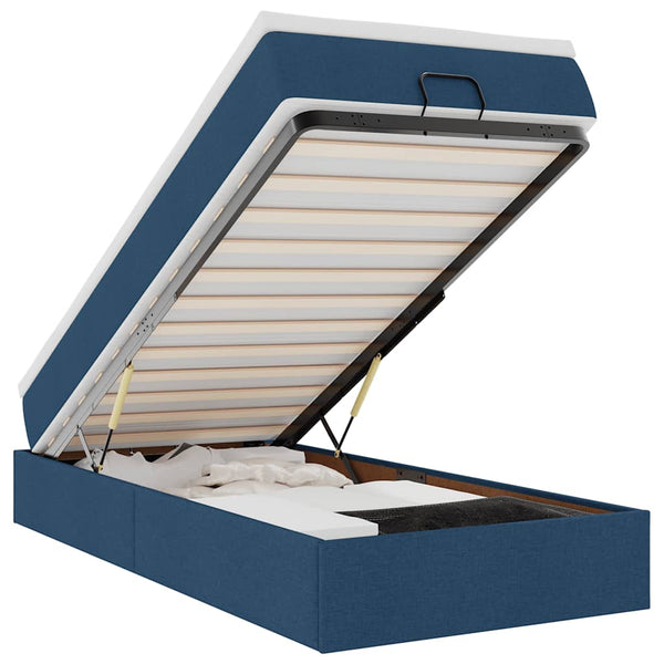 vidaXL Ottoman Bed with Mattress Blue 90x190 cm Fabric