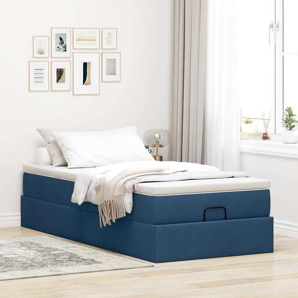 vidaXL Ottoman Bed with Mattress Blue 90x190 cm Fabric