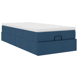 vidaXL Ottoman Bed with Mattress Blue 90x190 cm Fabric