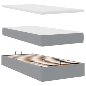 vidaXL Ottoman Bed with Mattress Light Grey 90x200 cm Fabric