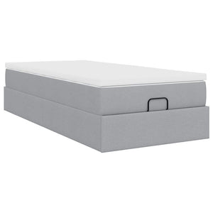 vidaXL Ottoman Bed with Mattress Light Grey 90x200 cm Fabric