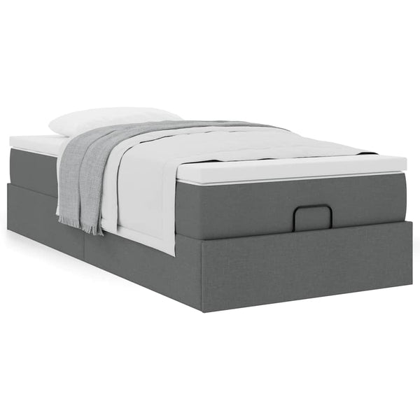 vidaXL Ottoman Bed with Mattress Dark Gray 90x200 cm Fabric