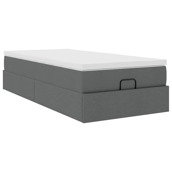 vidaXL Ottoman Bed with Mattress Dark Gray 90x200 cm Fabric