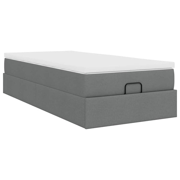 vidaXL Ottoman Bed with Mattress Dark Gray 90x200 cm Fabric