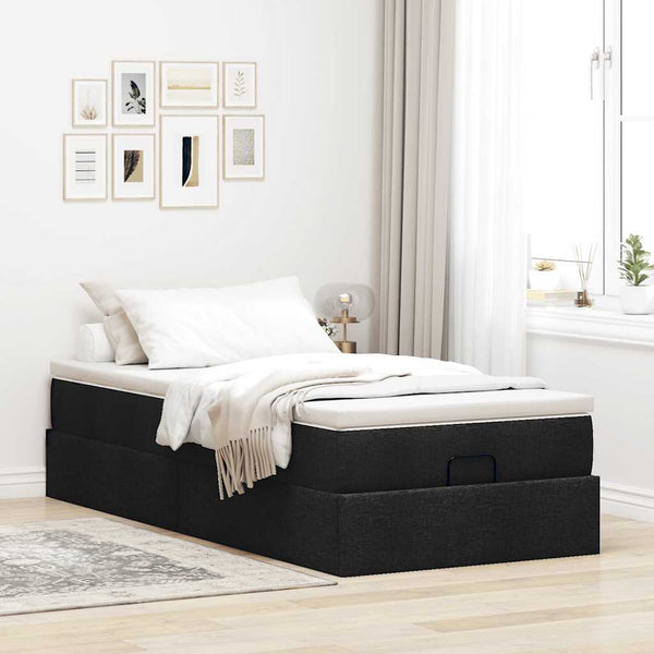 vidaXL Ottoman Bed with Mattress Black 90x200 cm Fabric