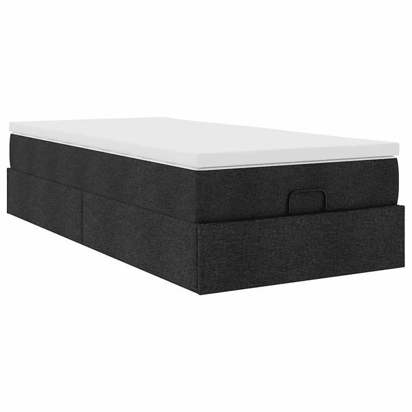 vidaXL Ottoman Bed with Mattress Black 90x200 cm Fabric