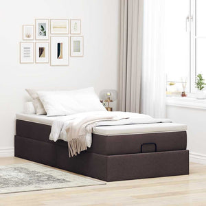 vidaXL Ottoman Bed with Mattress Dark Brown 90x200 cm Fabric