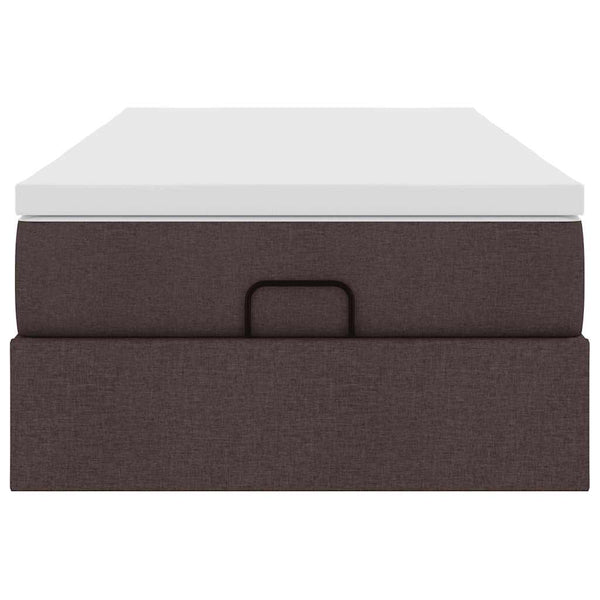 vidaXL Ottoman Bed with Mattress Dark Brown 90x200 cm Fabric