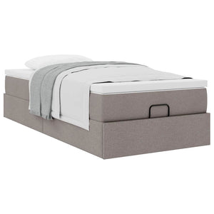 vidaXL Ottoman Bed with Mattress Taupe 90x200 cm Fabric