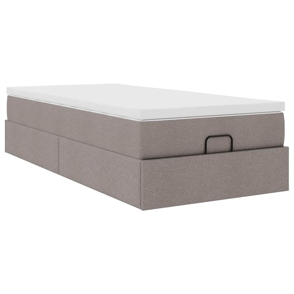 vidaXL Ottoman Bed with Mattress Taupe 90x200 cm Fabric