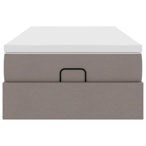 vidaXL Ottoman Bed with Mattress Taupe 90x200 cm Fabric