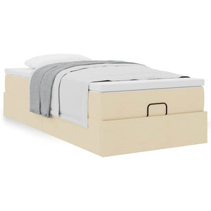 vidaXL Ottoman Bed with Mattress Cream 90x200 cm Fabric
