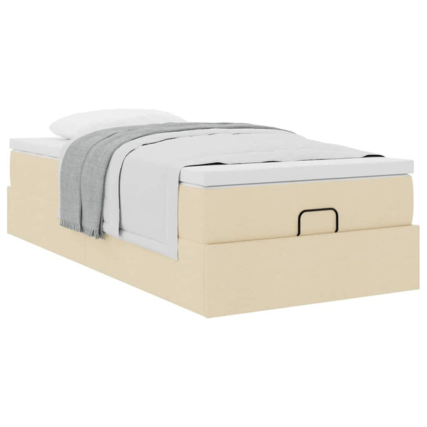 vidaXL Ottoman Bed with Mattress Cream 90x200 cm Fabric