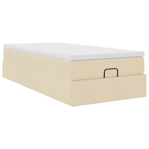 vidaXL Ottoman Bed with Mattress Cream 90x200 cm Fabric