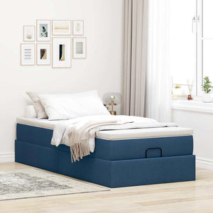 vidaXL Ottoman Bed with Mattress Blue 90x200 cm Fabric
