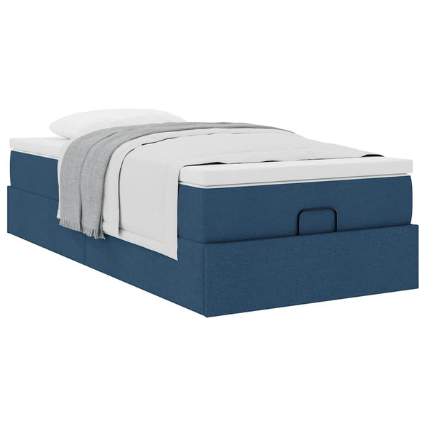 vidaXL Ottoman Bed with Mattress Blue 90x200 cm Fabric