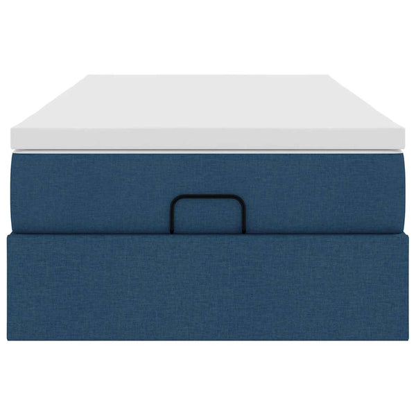 vidaXL Ottoman Bed with Mattress Blue 90x200 cm Fabric