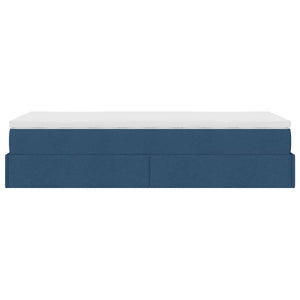 vidaXL Ottoman Bed with Mattress Blue 90x200 cm Fabric