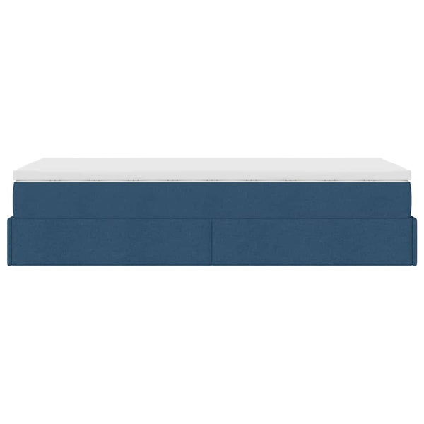 vidaXL Ottoman Bed with Mattress Blue 90x200 cm Fabric