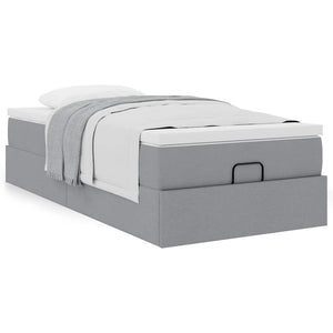 vidaXL Ottoman Bed with Mattress Light Grey 100x200 cm Fabric