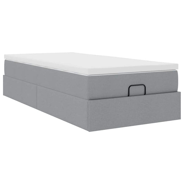 vidaXL Ottoman Bed with Mattress Light Grey 100x200 cm Fabric